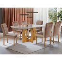 Ver imagem 7 de Mesa de Jantar 6 Lugares Cadeiras Juliana em Suede Bege Móveis Mix Mel/off-white/bege