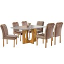 Ver imagem 1 de Mesa de Jantar 6 Lugares Cadeiras Juliana em Suede Bege Móveis Mix Mel/off-white/bege