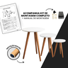 Kit Trio Jogo de Mesinhas Laterais Redondas Sala com Pé Palito Retrô Brancas - 6