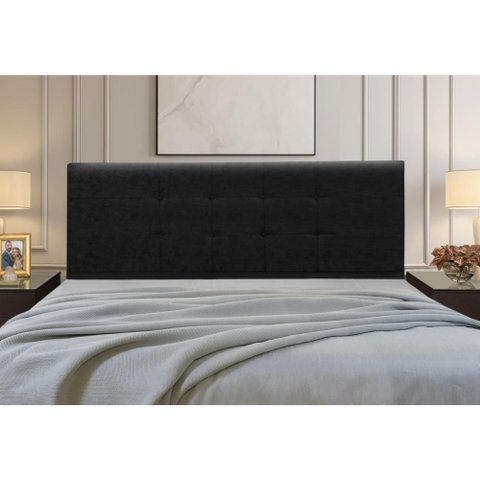 Cabeceira Estofados Casal King Quarto 1,95cm Betina Suede Preto Madelina Decor