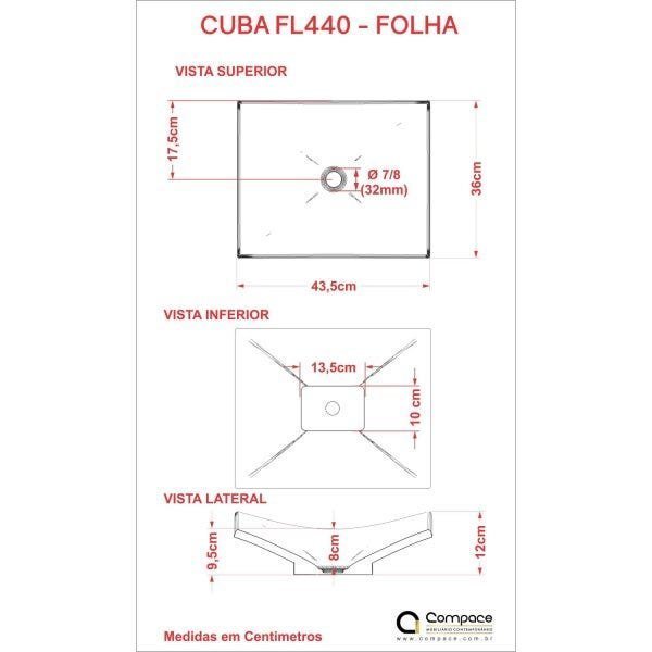 Conjunto para Banheiro Gabinete com Cuba F44 e Prateleira 605W Metrópole Compace - 4
