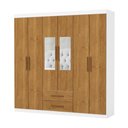 Ver imagem 2 de Guarda-Roupa Solteiro com Espelhos 6 Portas e 2 Gavetas 153cm Multimóveis CR35569 Branco/Madeirado