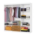 Ver imagem 5 de Guarda-Roupa Solteiro com Espelhos 6 Portas e 2 Gavetas 153cm Multimóveis CR35569 Branco/Madeirado