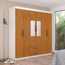 Ver imagem 1 de Guarda-Roupa Solteiro com Espelhos 6 Portas e 2 Gavetas 153cm Multimóveis CR35569 Branco/Madeirado