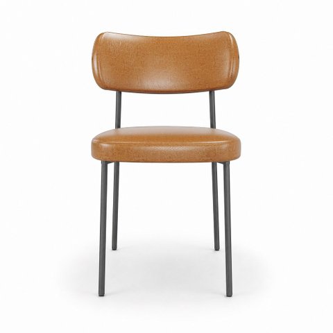 Kit 6 Cadeiras Sala de Jantar Lisa Pés Preto PU Caramelo m² - Monari Design