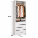 Ver imagem 4 de Armário Closet Modular 4 Gavetas Prateleira e Arara Cabideiro Zoe Branco