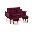 Ver imagem 1 de Kit C- 01 Namoradeira Opala + 02 Puffs Redondo Danny + 02 Almofadas Suede Bordô