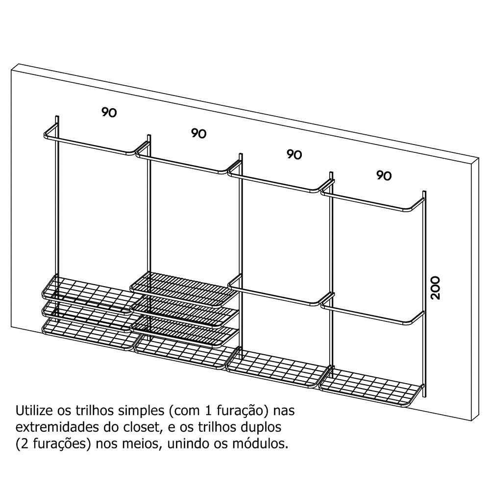 Guarda Roupa Closet Aramado Aberto Armário Modulado Roupeiro 3,70 Pt - 2