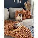 Ver imagem 2 de Manta Sofá/poltrona de Maxi Tricot 0,90x1,20m, Cor Caramelo - Magma Cotton