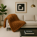 Ver imagem 4 de Manta Sofá/poltrona de Maxi Tricot 0,90x1,20m, Cor Caramelo - Magma Cotton