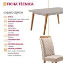 Ver imagem 6 de Mesa Copper 6 Lugares MDF Vidro Serigrafado Cadeiras Lorena Veludo Off White Moderna