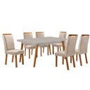 Ver imagem 2 de Mesa Copper 6 Lugares MDF Vidro Serigrafado Cadeiras Lorena Veludo Off White Moderna