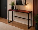Ver imagem 5 de Mesa Jantar Aparador Bancada Alta Industrial 140x30cm Tampo Vermelho Pés Preto