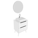 Ver imagem 2 de Conjunto de Pia e Espelho para Banheiro Branco Tecno Mobili