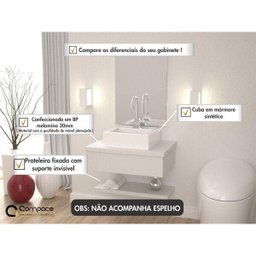 Gabinete para Banheiro com Cuba Q35 e Prateleira 605W Metrópole  - 2