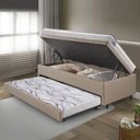 Ver imagem 3 de Bicama Box Baú Solteiro Courino Linho Bege 88x188 com Colchão Hanover Molas Ensacadas Inducol