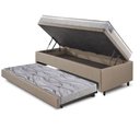 Ver imagem 4 de Bicama Box Baú Solteiro Courino Linho Bege 88x188 com Colchão Hanover Molas Ensacadas Inducol