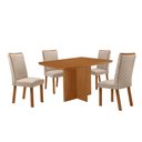 Ver imagem 2 de Conjunto Jantar Olimpia 4 Lugares MDF Cadeiras Lira Veludo Creme 120cm Moderna