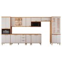 Ver imagem 2 de Cozinha Modulada 9 Peças 1 Cristaleira 3 Balcões 4 Armários Aéreo 1 Torre Elena Cinamomo/Offwhite