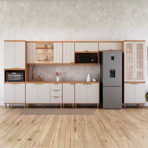 Cozinha Modulada 9 Peças Elena em MDF Cinamomo Off White