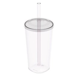 Copo com Tampa e Canudo 500ml Crippa Transparente Plástico Água Suco Bebidas - 1