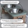 Comedouro Elevado Duplo Pet Gato Mdf Colors - Inox - Verde - 3