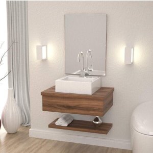 Gabinete para Banheiro com Cuba Q35 e Prateleira 605w Metrópole