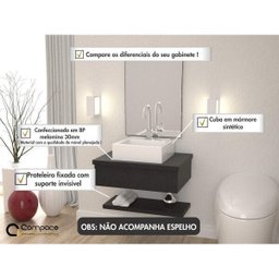 Gabinete para Banheiro com Cuba Q35 e Prateleira 605W Metrópole  - 2