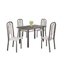 Ver imagem 2 de Conjunto de Mesa Tubular 120cm x 75cm Tampo Ardósia Indiano com 4 Cadeiras Lara Prata/Botanic Bege/Mart