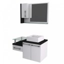 Ver imagem 2 de Gabinete para Banheiro 2 Portas 1 Gaveta com Cuba e Espelheira Legno 830W Espresso Móveis Branco/Pre