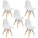 Ver imagem 1 de Kit 5 Cadeiras Charles Eames Eiffel Wood Design Branca Branco