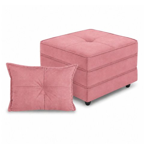 Puff Cama Dobravel 70cm Slim com Almofada Cor: Suede Rosa