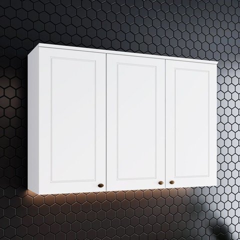 Armário Aéreo 3 Portas Clássico Americana Branco