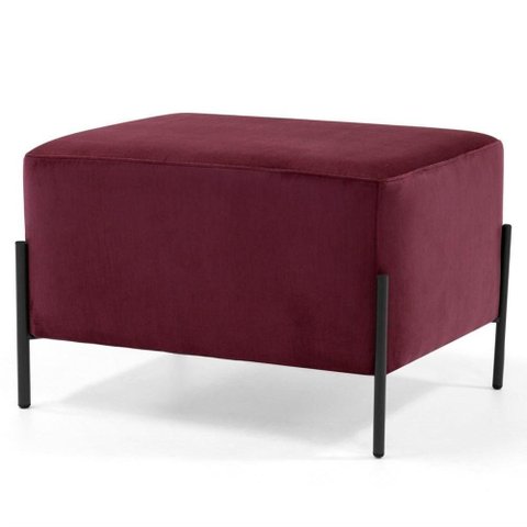 Puff Decorativo 60cm Base Aço Status B-278 Veludo Marsala