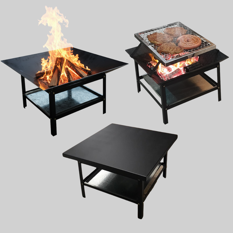 Lareira Externa 60cm + Churrasqueira + Mesa de Centro 3 em 1