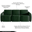 Ver imagem 3 de Sofá Cama Modulado Retrátil e Reclinável Decorativo Varsóvia 246cm Veludo Verde G33 - Gran Belo