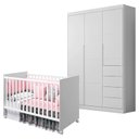 Ver imagem 1 de Berço Americano Tico e Guarda Roupa Infantil Eloá Branco Acetinado – Phoenix Baby