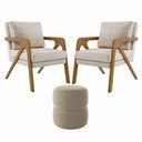 Ver imagem 1 de Kit 2 Poltrona Decorativa Puff Sala Moderno Escritório Maia Linho Bege