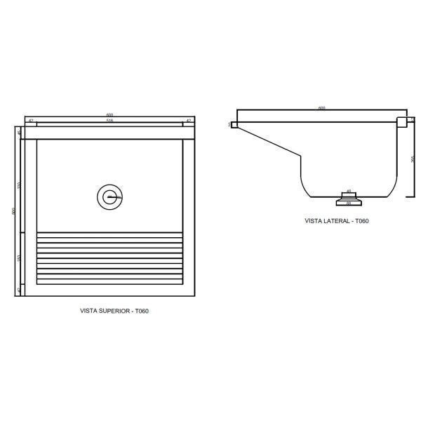 Tanque Simples em Mármofibra 60cmx60cm 48 Litros DVG Decoralita - 2