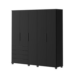 Guarda-roupa Casal 5 Portas 4 Gavetas 100% Mdf Allen 226 Cm - Preto Fosco - 4