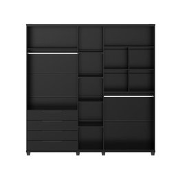 Guarda-roupa Casal 5 Portas 4 Gavetas 100% Mdf Allen 226 Cm - Preto Fosco - 5