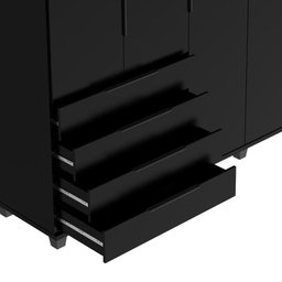Guarda-roupa Casal 5 Portas 4 Gavetas 100% Mdf Allen 226 Cm - Preto Fosco - 7