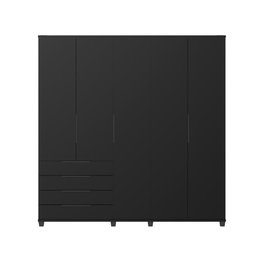 Guarda-roupa Casal 5 Portas 4 Gavetas 100% Mdf Allen 226 Cm - Preto Fosco - 3