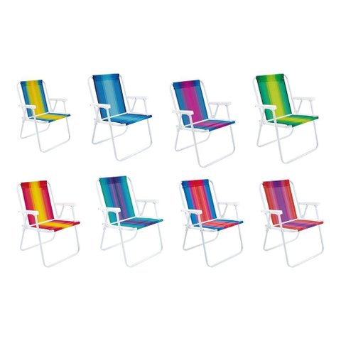 Cadeira de Praia Alta Aco Cores Sortidas - Mor