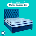 Ver imagem 4 de Kit Cama Box Bau + Cabeceira + Colchão Casal Molas Ensacadas - Blue - Paropas