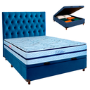 Ver imagem 1 de Kit Cama Box Bau + Cabeceira + Colchão Casal Molas Ensacadas - Blue - Paropas