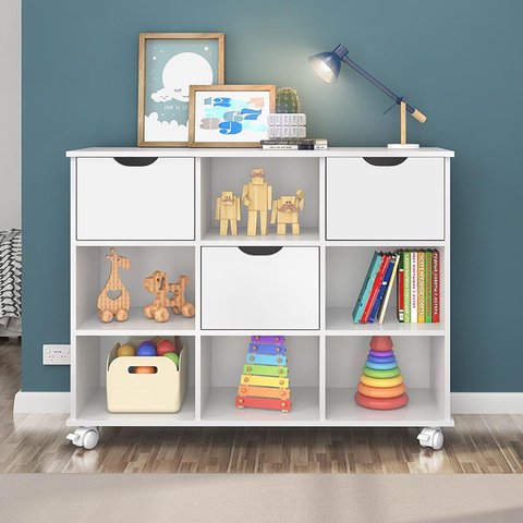 Nicho Organizador 1478 com Rodizios e 3 Gavetas Branco/Branco