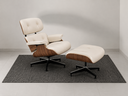 Ver imagem 1 de Poltrona Charles Eames com Puff - Pau Ferro em Couro Branco