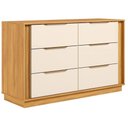Ver imagem 1 de Cômoda Giardino 6 Gavetas MDP Puxador Metal Cinamon Off White Demóbile