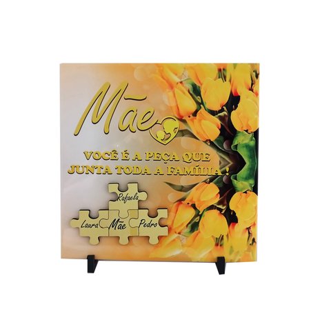Azulejo Porta Retrato Flores Presente Dia Das Mães com Nomes Coleção Tea & Amor Azumae
